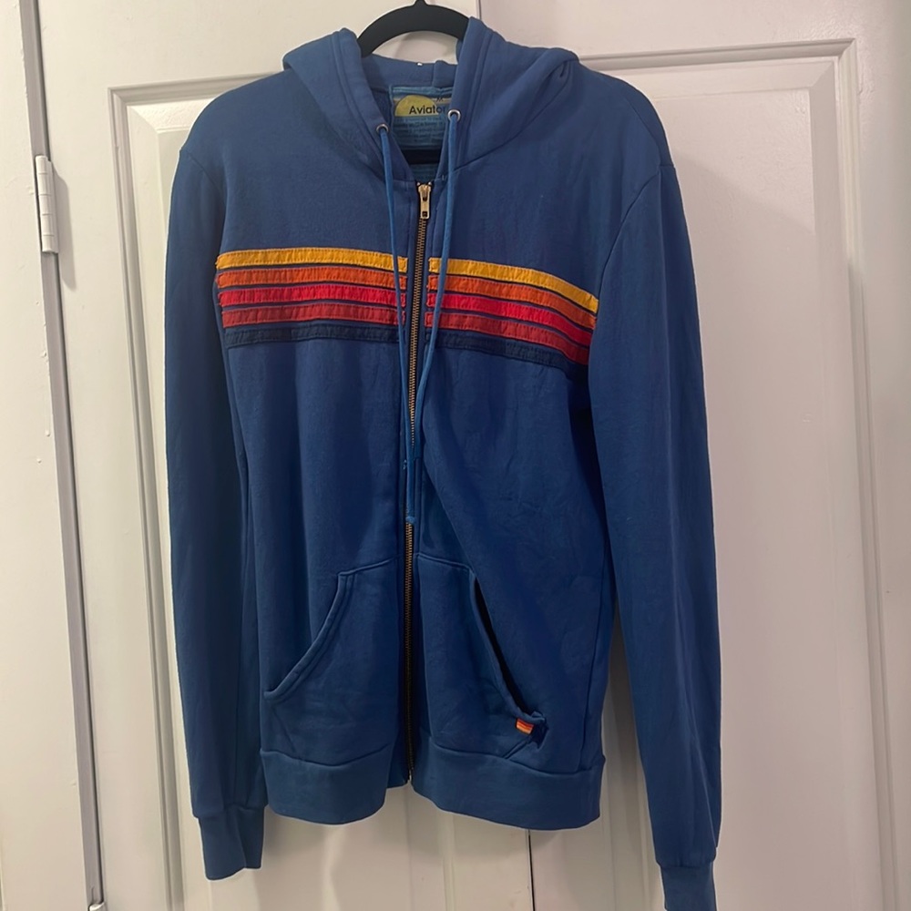 Blue 5 Stripe Aviator Nation Hoodie